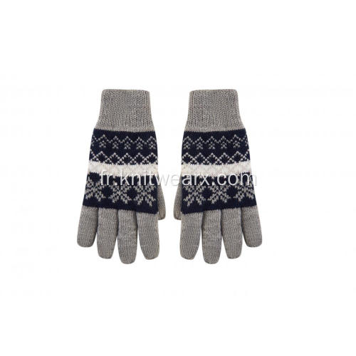 Gants tricotés en jacquard de flocon de neige pour garçon